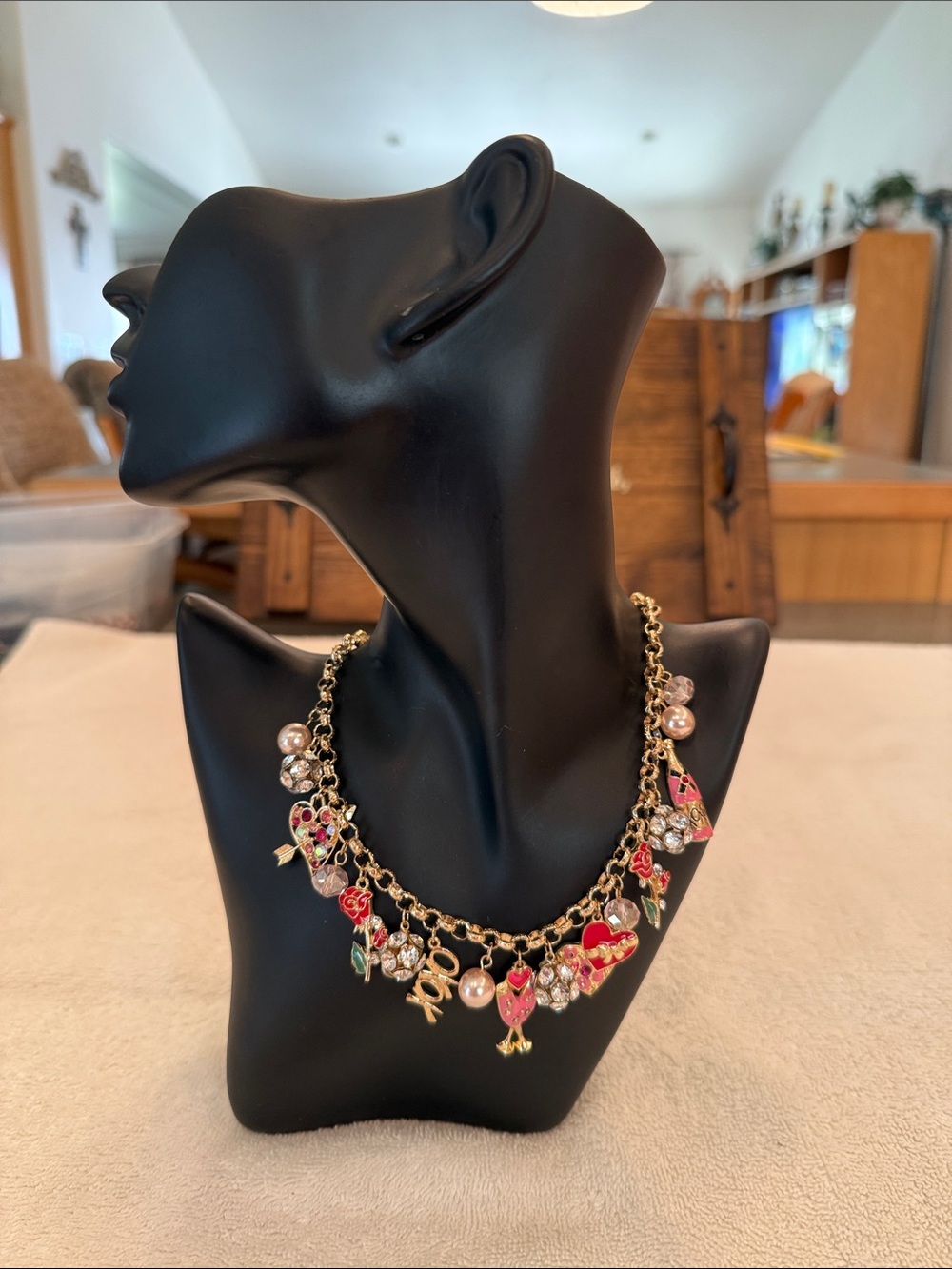 Gold-Tone Colorful Charm Necklace